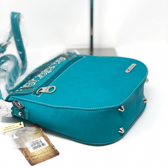 Montana West Concho Collection Crossbody Bag Blue - Picture 4 of 5